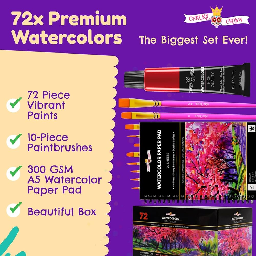 Amazon | プロフェッショナル 水彩絵の具セット 72 シェード